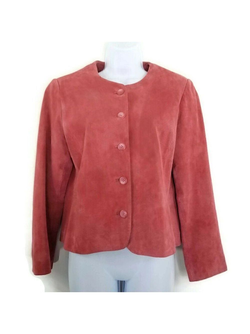 Pendleton Women's Petite Size Small Pink 5-button Leather Jacket